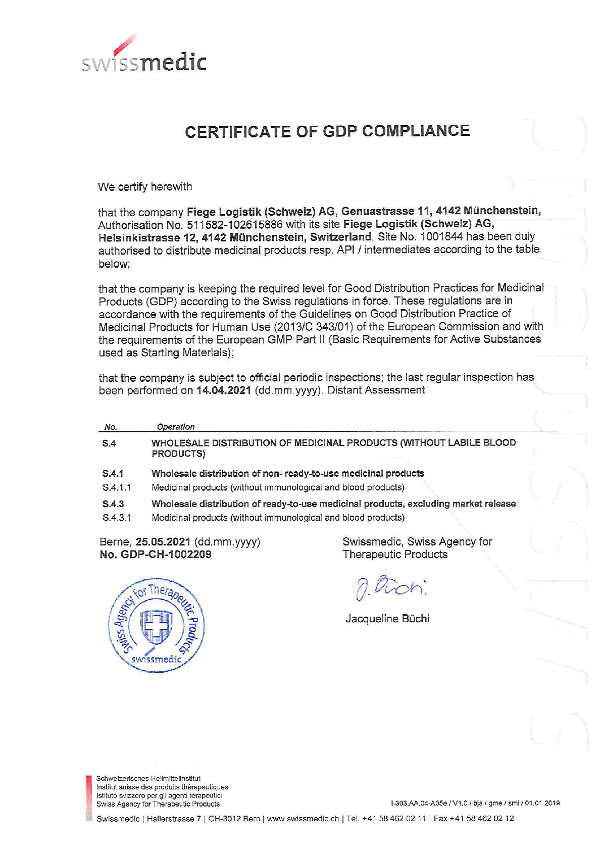 ZER-1007_Certificate of GDP Compliance Münchenstein - Swissmedic (EN).pdf